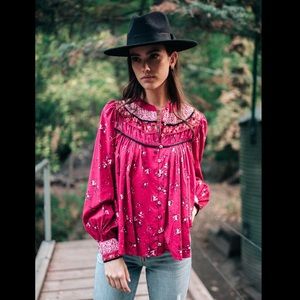 Free People Long sleeve floral blouse